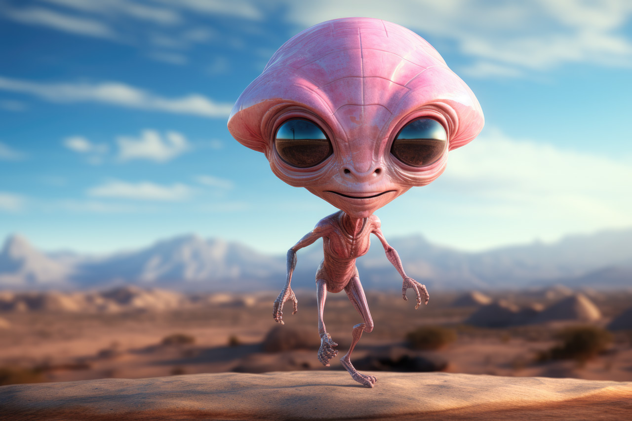 Cute pink alien portrait