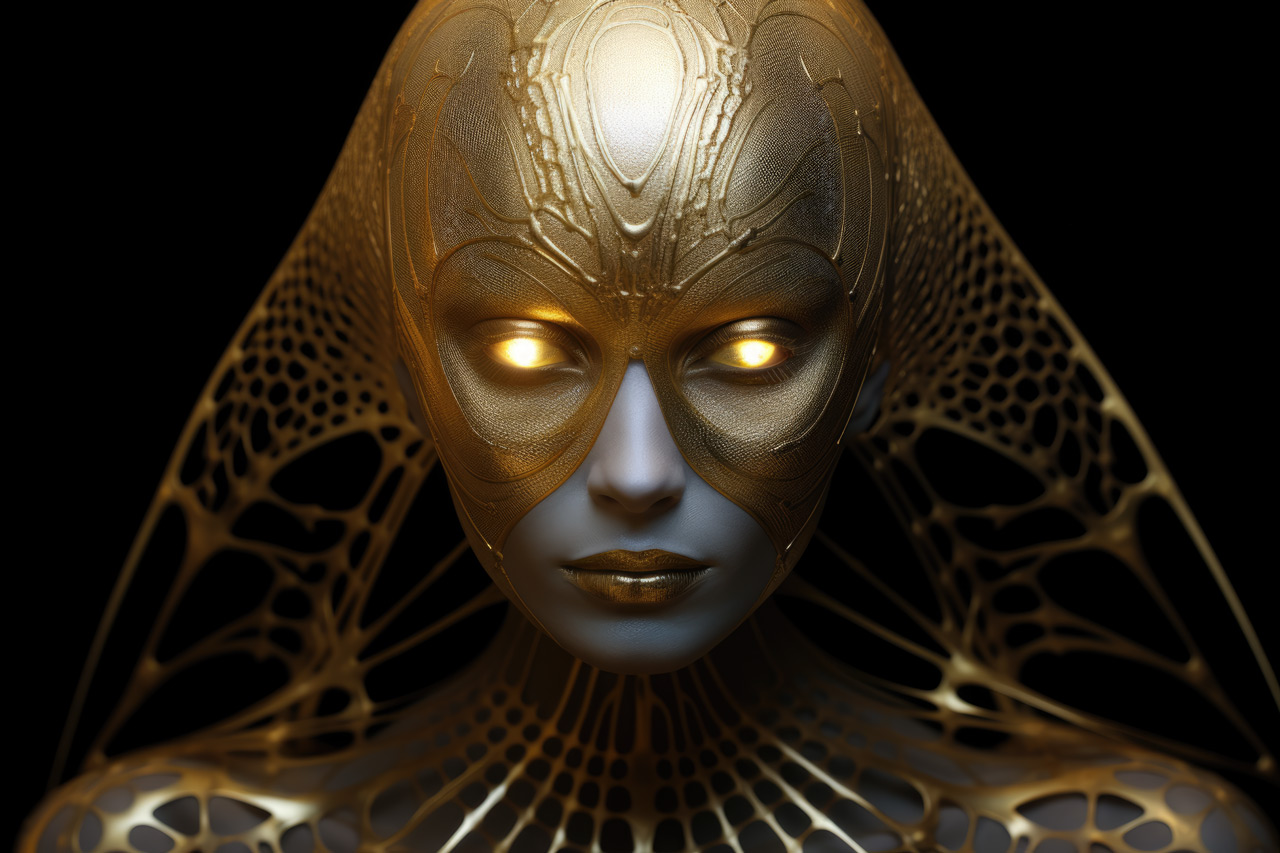 Alien woman in golden suit