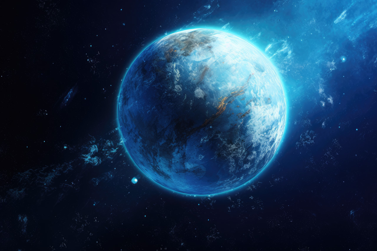 Blue planet in the space