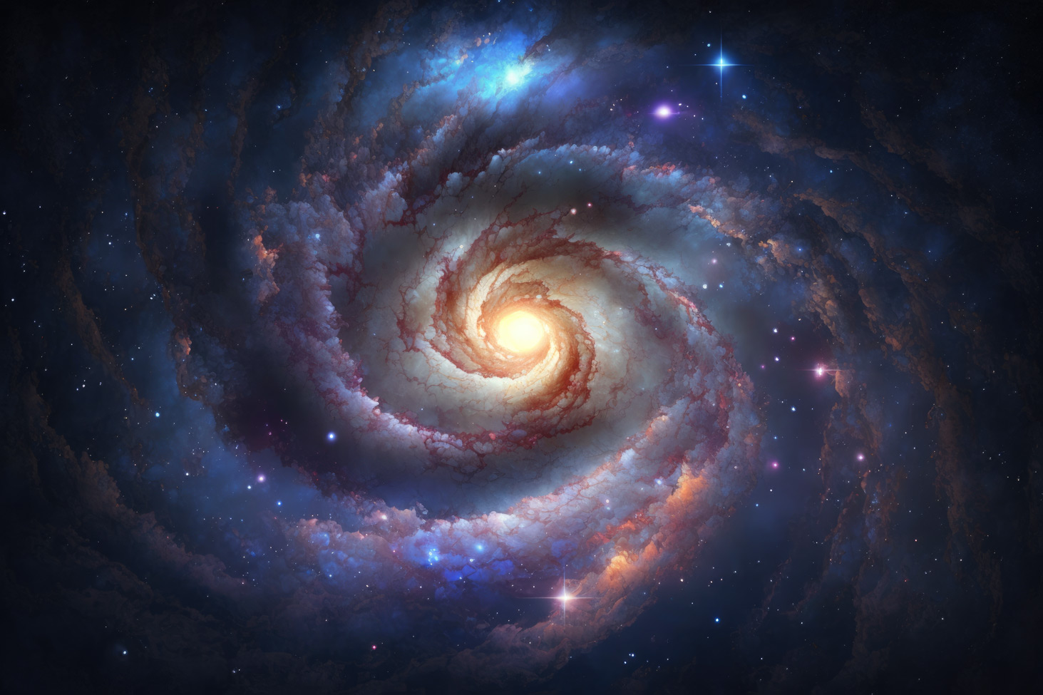 Galaxy spiral with a stars