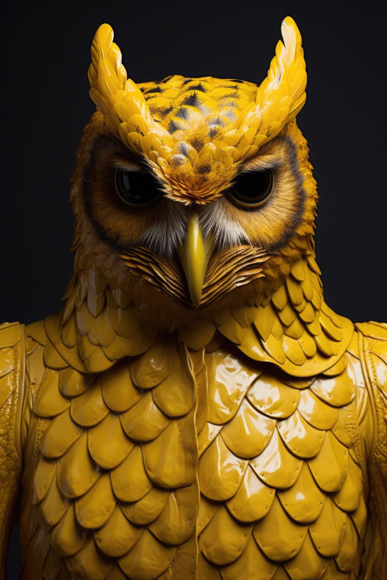 Weird owl in yellow jacket