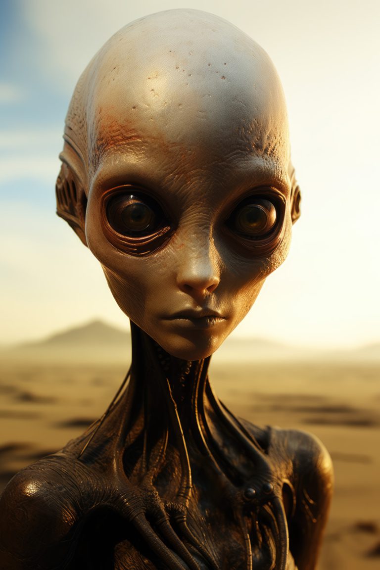 Alien woman with bold head