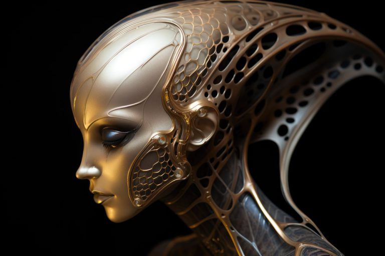 Golden head alien woman