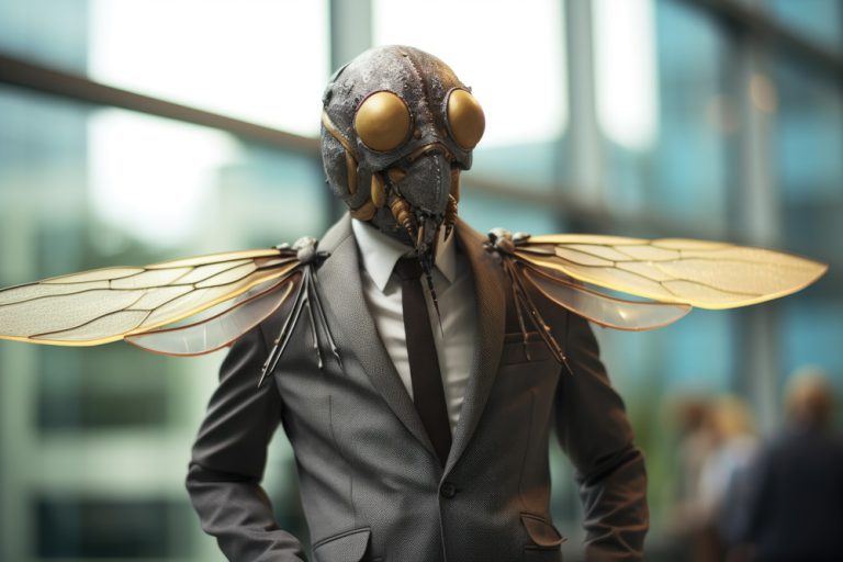 Weird like a human hornet in business suit