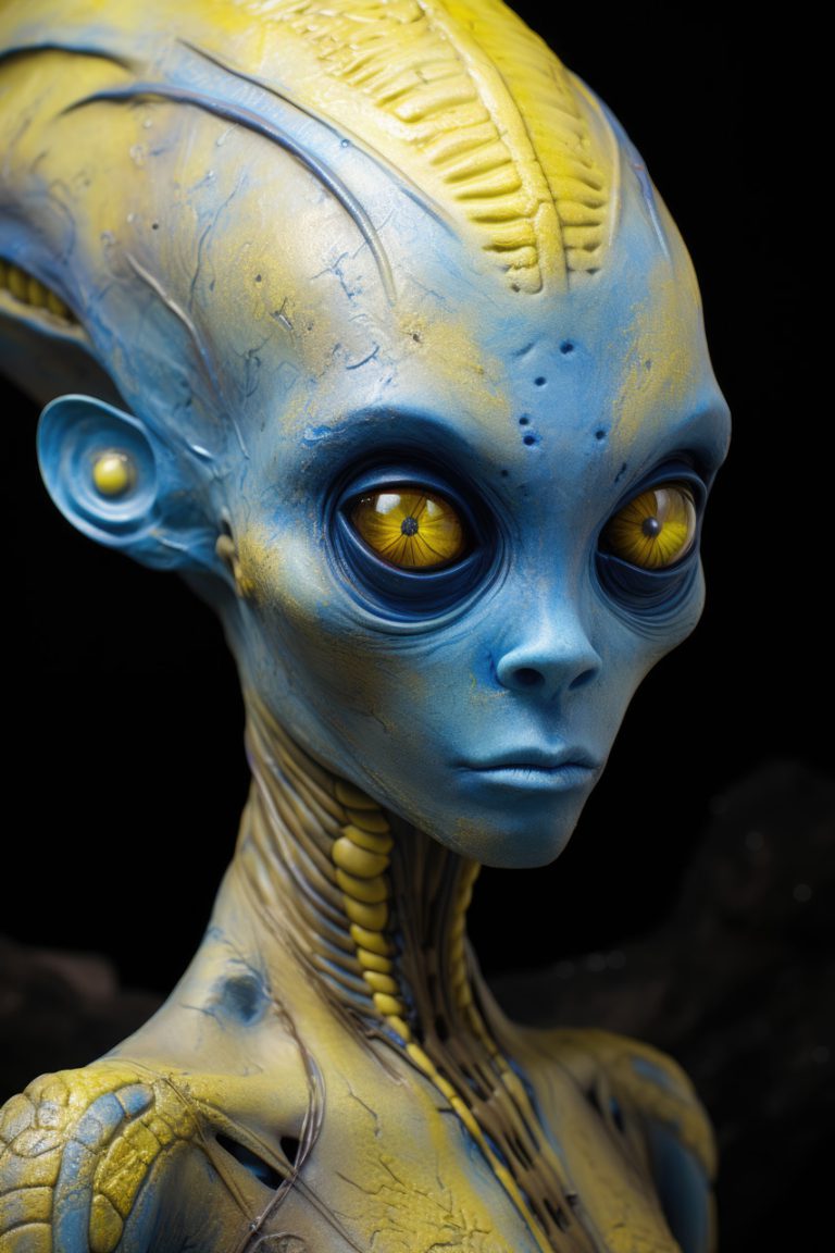 Alien with yellow and blue skin