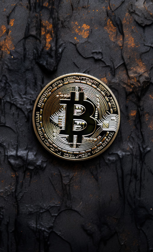 Bitcoin logo on dark grunge background