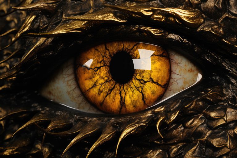 Orange dragon eye closeup