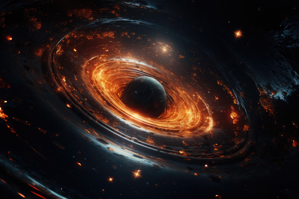 Dark planet in center of fire cycles