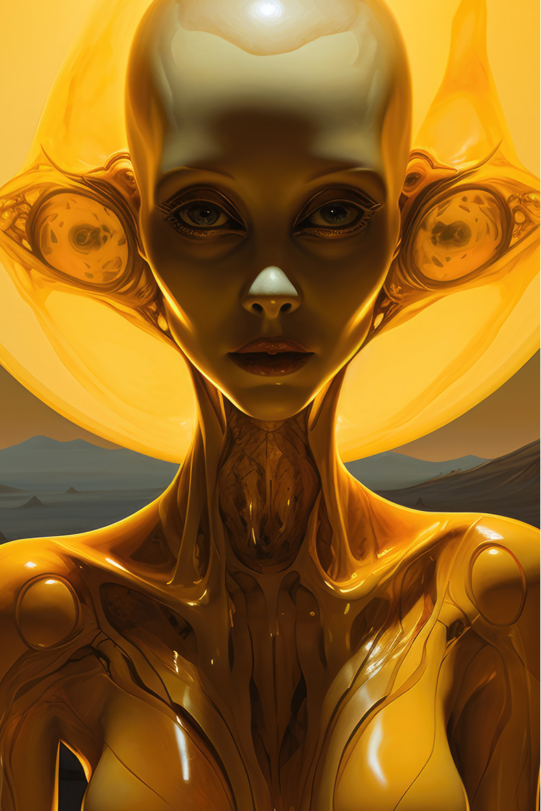 Yellow alien woman