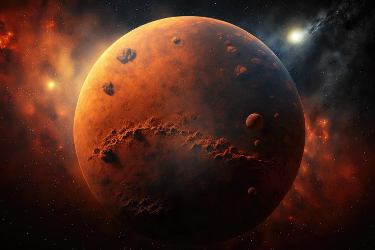 Red planet in space without life