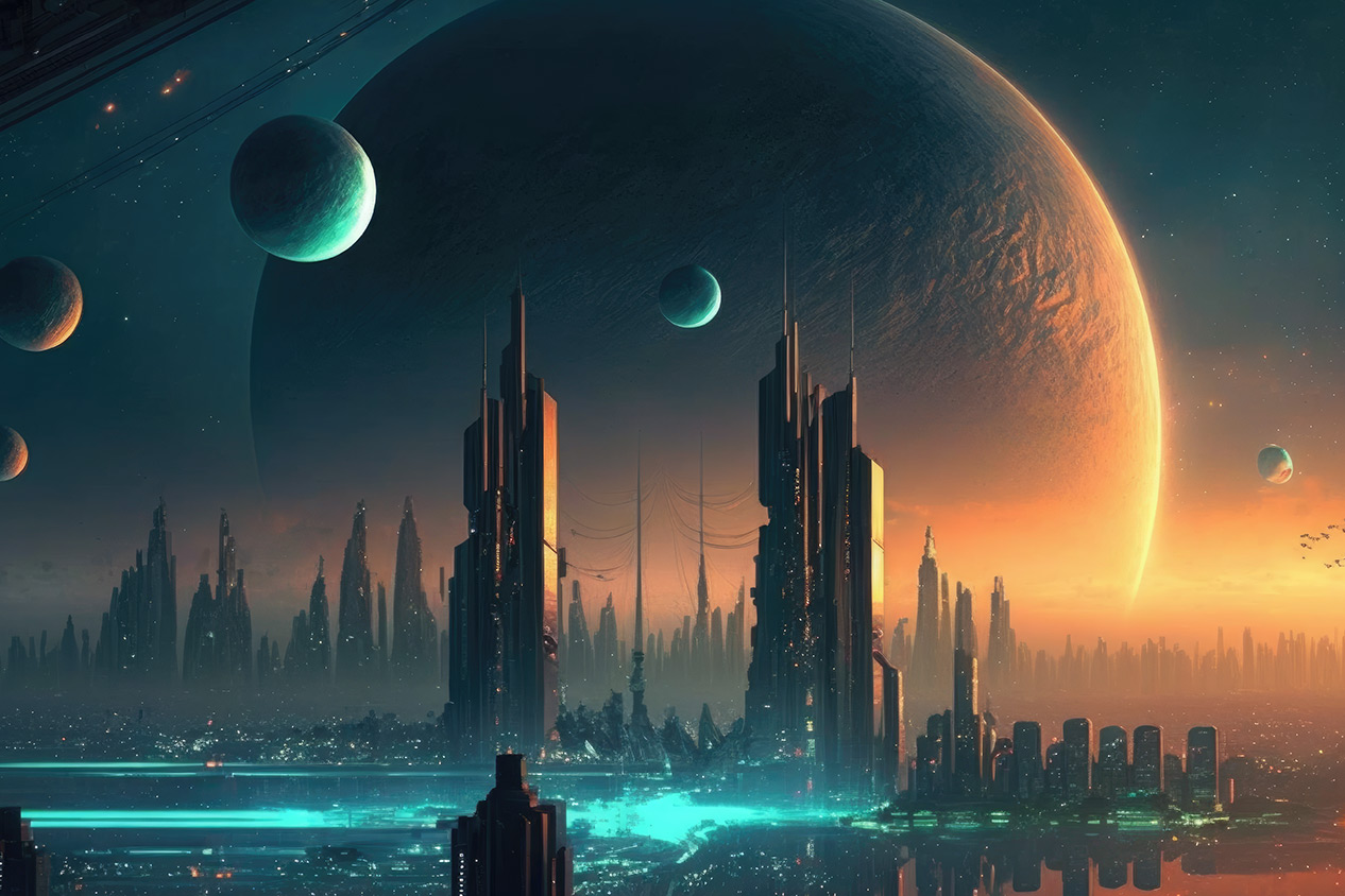 Futuristic city on the planet