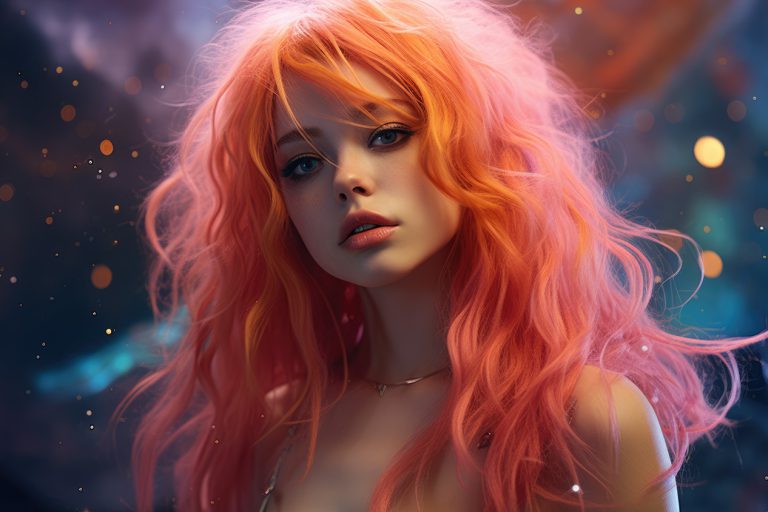 Girl with orange pink hair