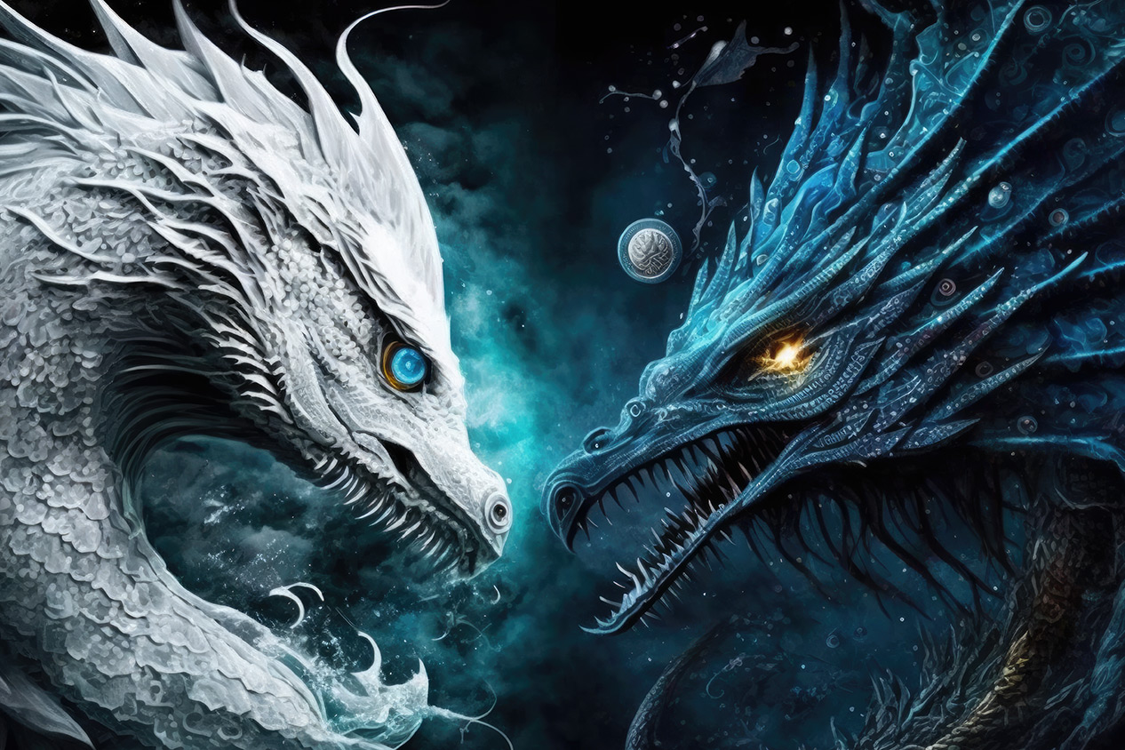 White and dark space dragons
