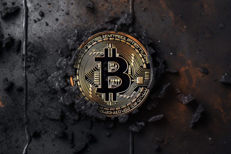 Bitcoin on dark grunge background