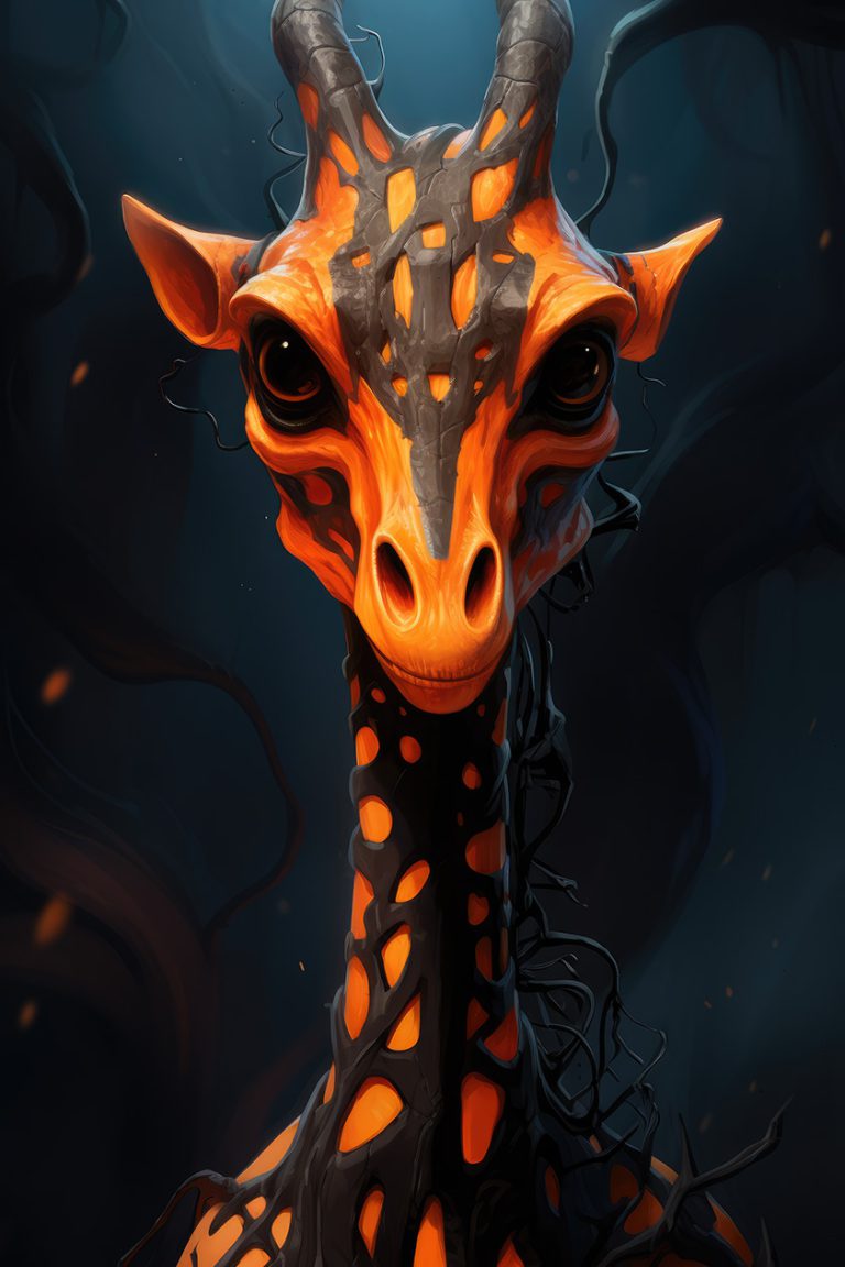 Weird orange with black giraffe