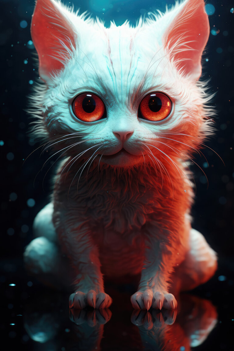 White cat with big eyes