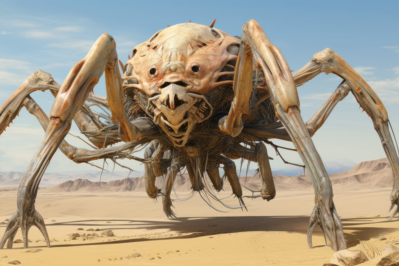 Monster spider in desert