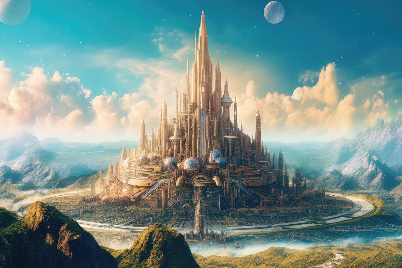 Fantasy city towers on some planet