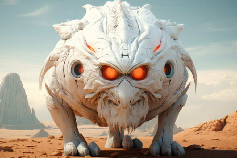 Strange huge white creature in desert