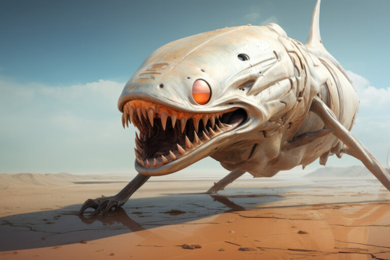 Monster shark with legs on some planet