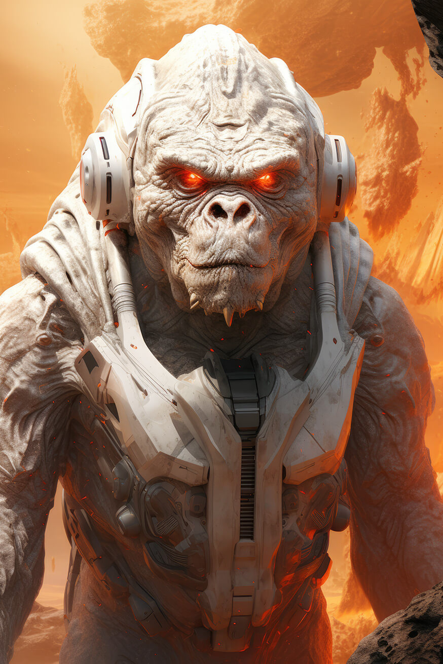 Monster monkey with fire eyes