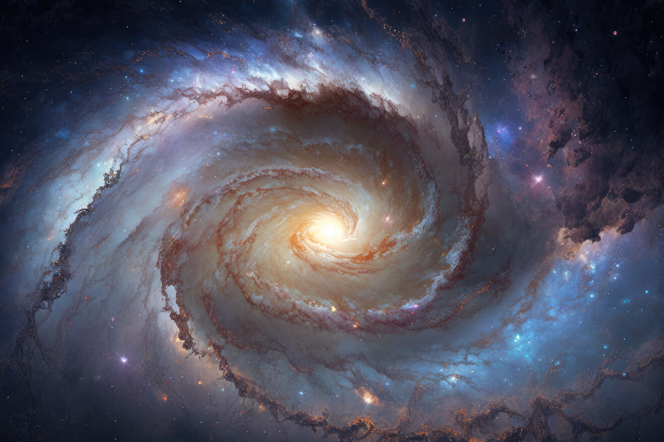 Galaxy spiral in the space