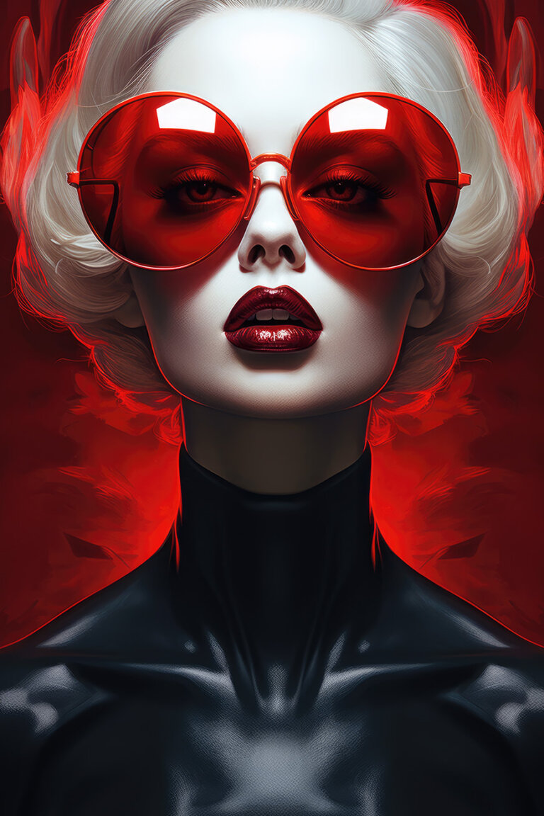 Woman in red eyes and lips