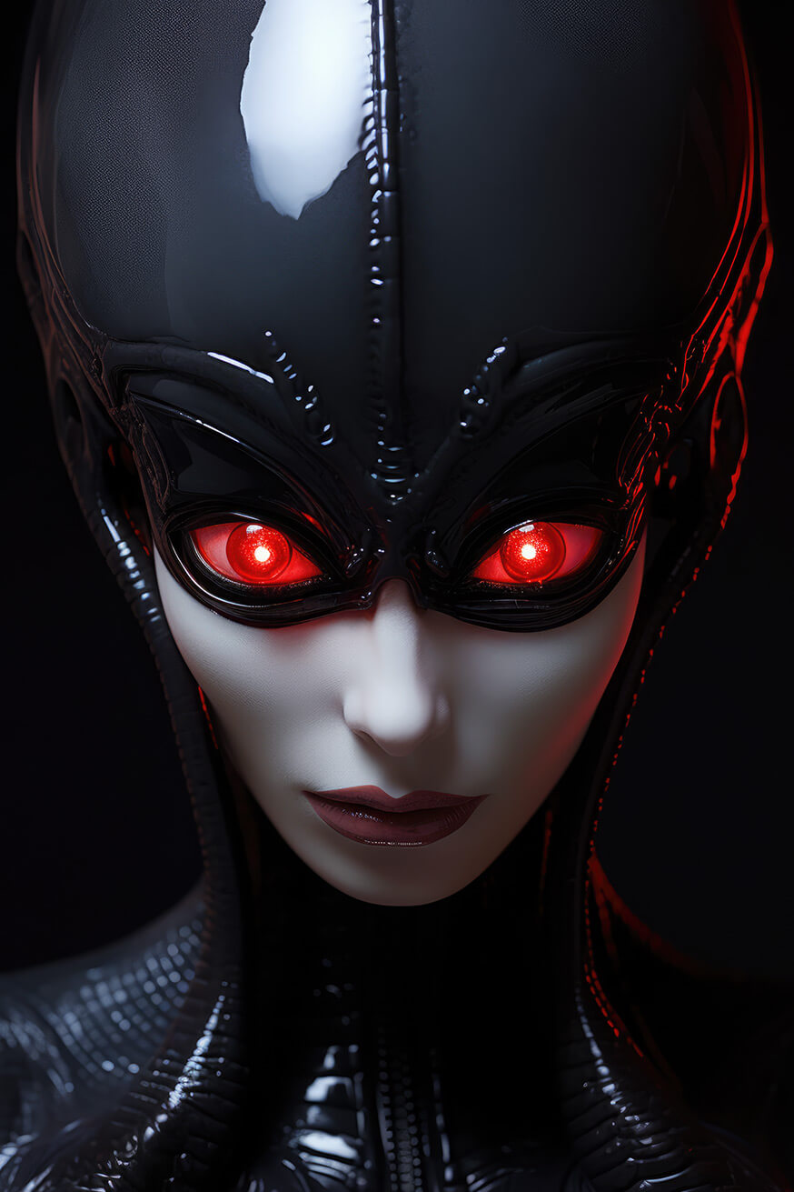 Monster girl with red glowing eyes