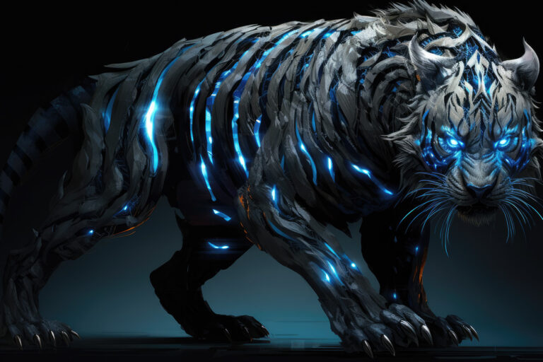 Monster black tiger with inner blue lights