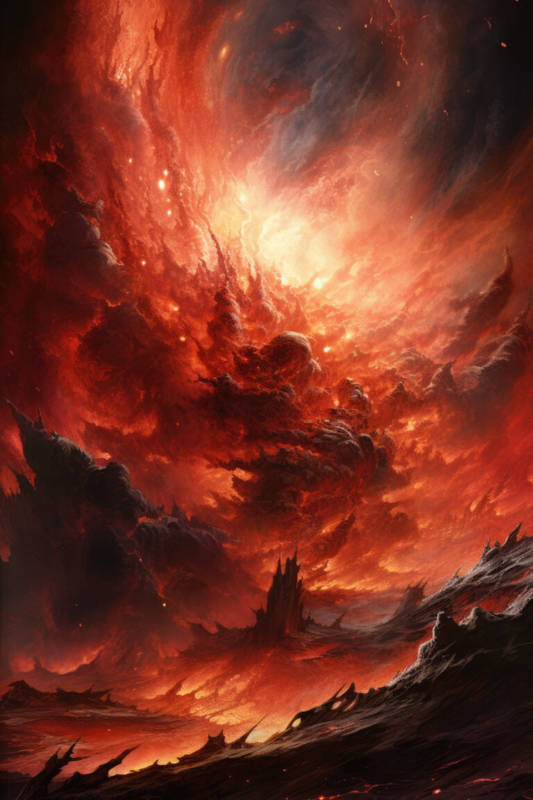 Red and orange fire clouds background