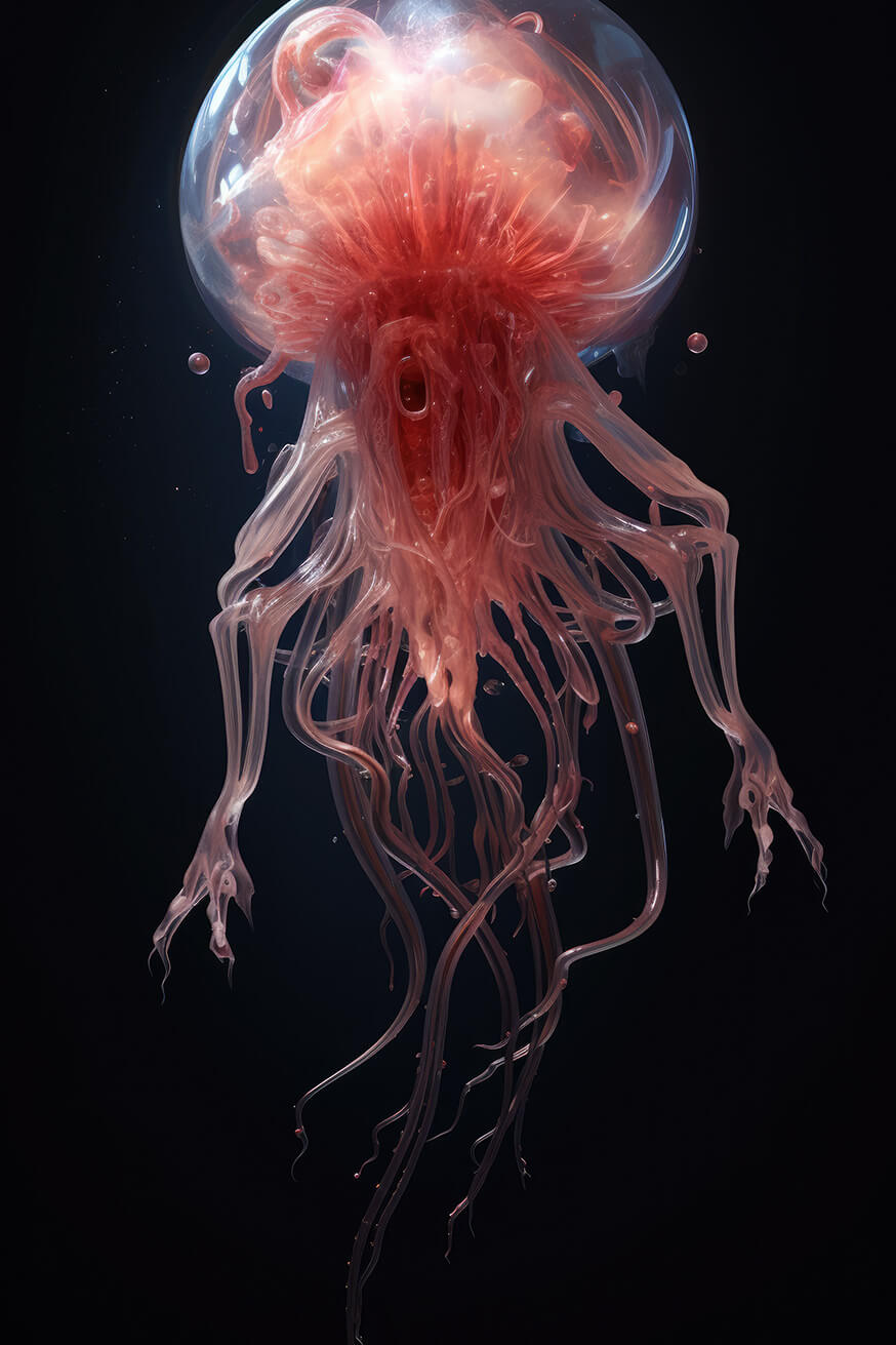 Weird red jellyfish creature