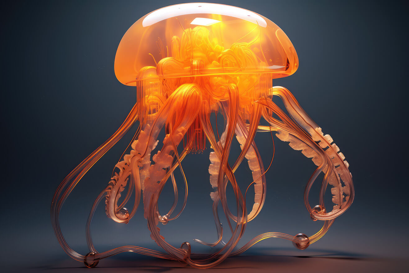 Orange glowing jellyfish