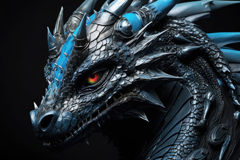 Black dragon with blue parts skin