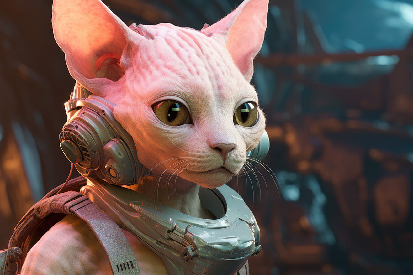 Alien cat in cosmic suit