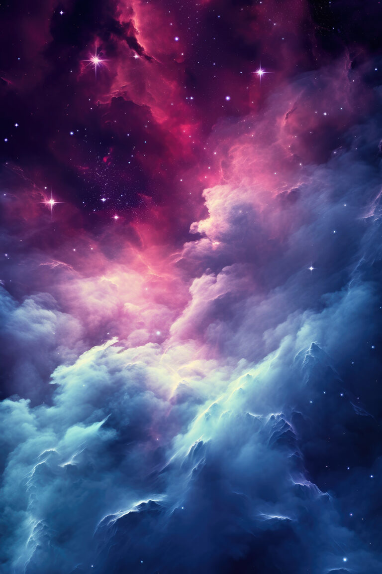 Colorful neon clouds in space, nebula