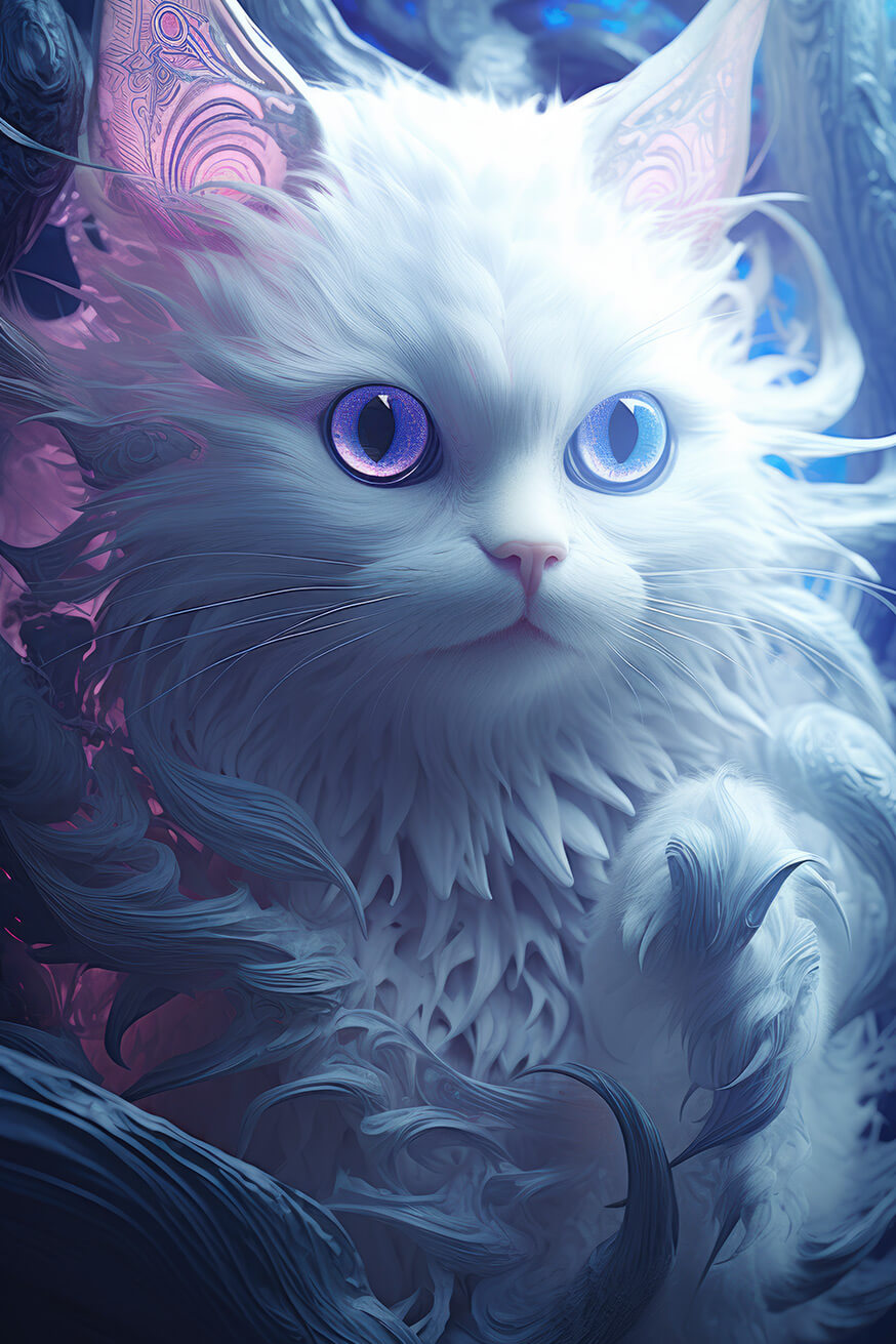 White cat with purple eyes