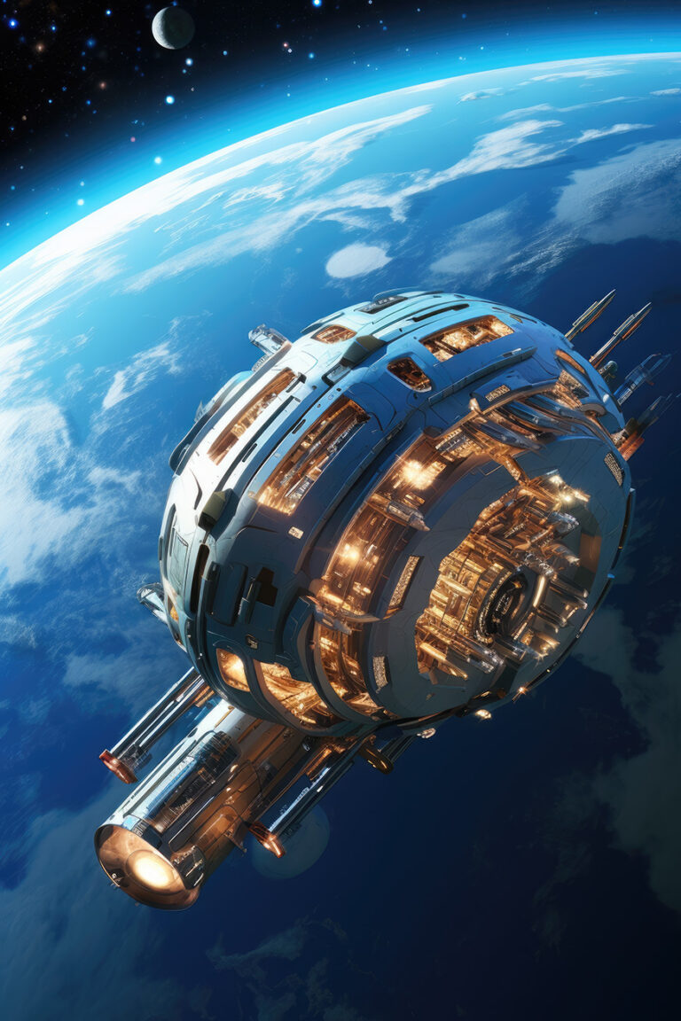 Futuristic space stantion on earth orbit