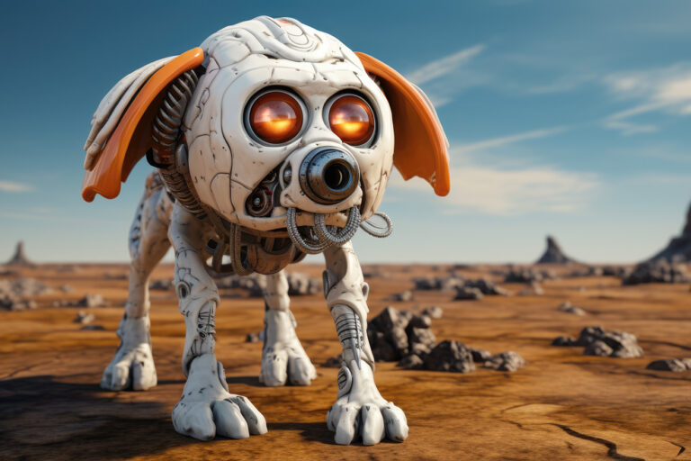 Weird alien robot dog in desert