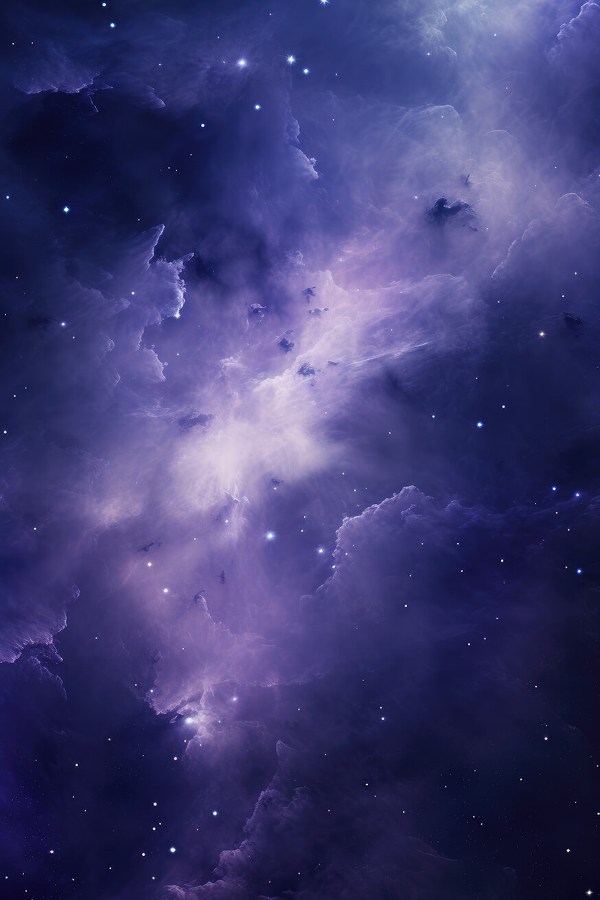 Violet clouds and stars in the space