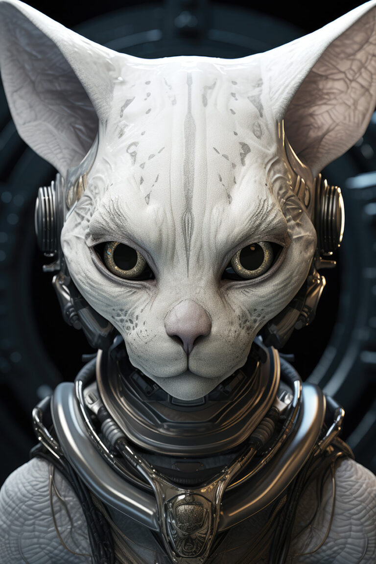 Imperial humanoid cat in futuristic suit