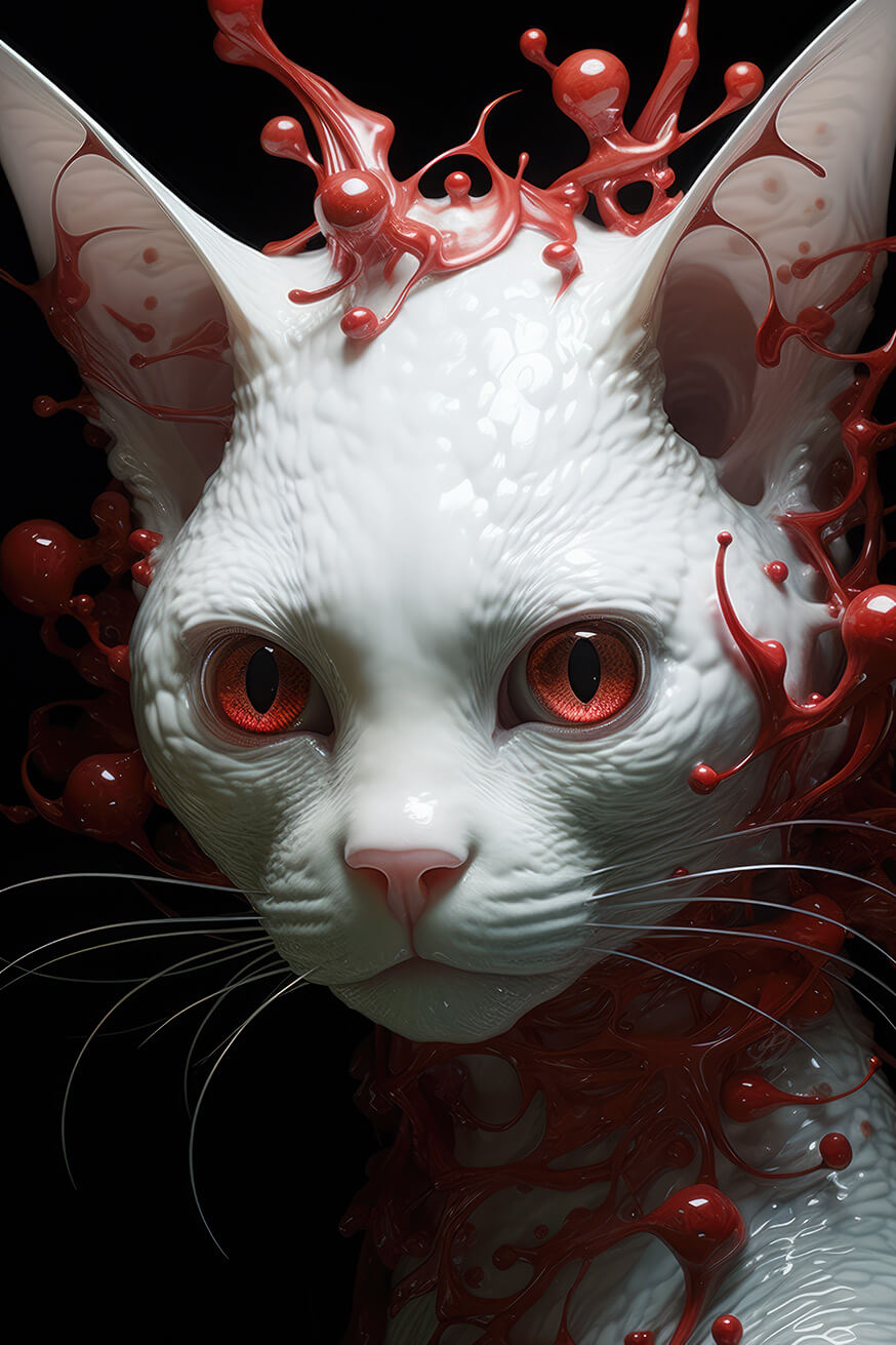 White cat with red eyes
