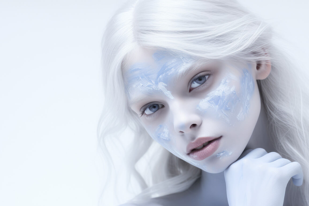 Blonde girl with white skin
