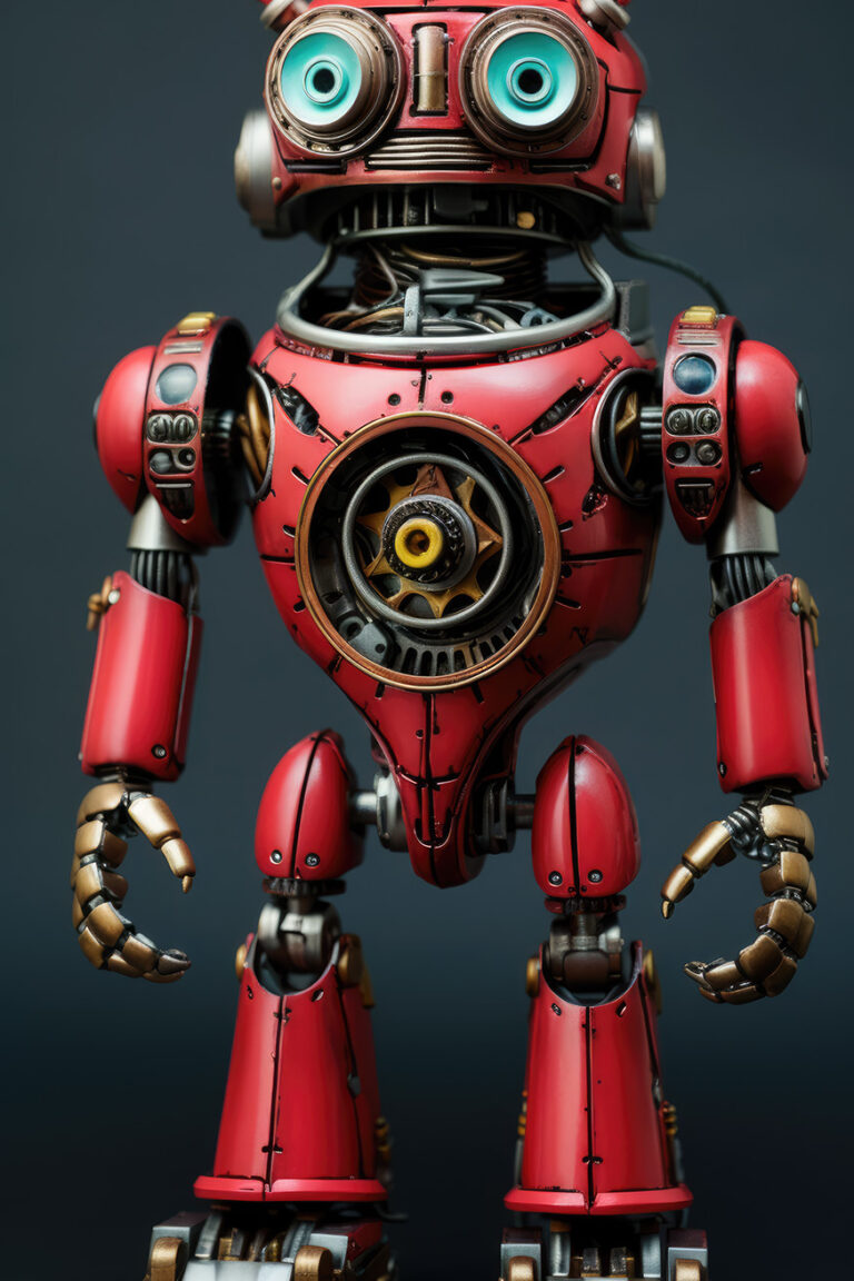 Red robot with blue eyes