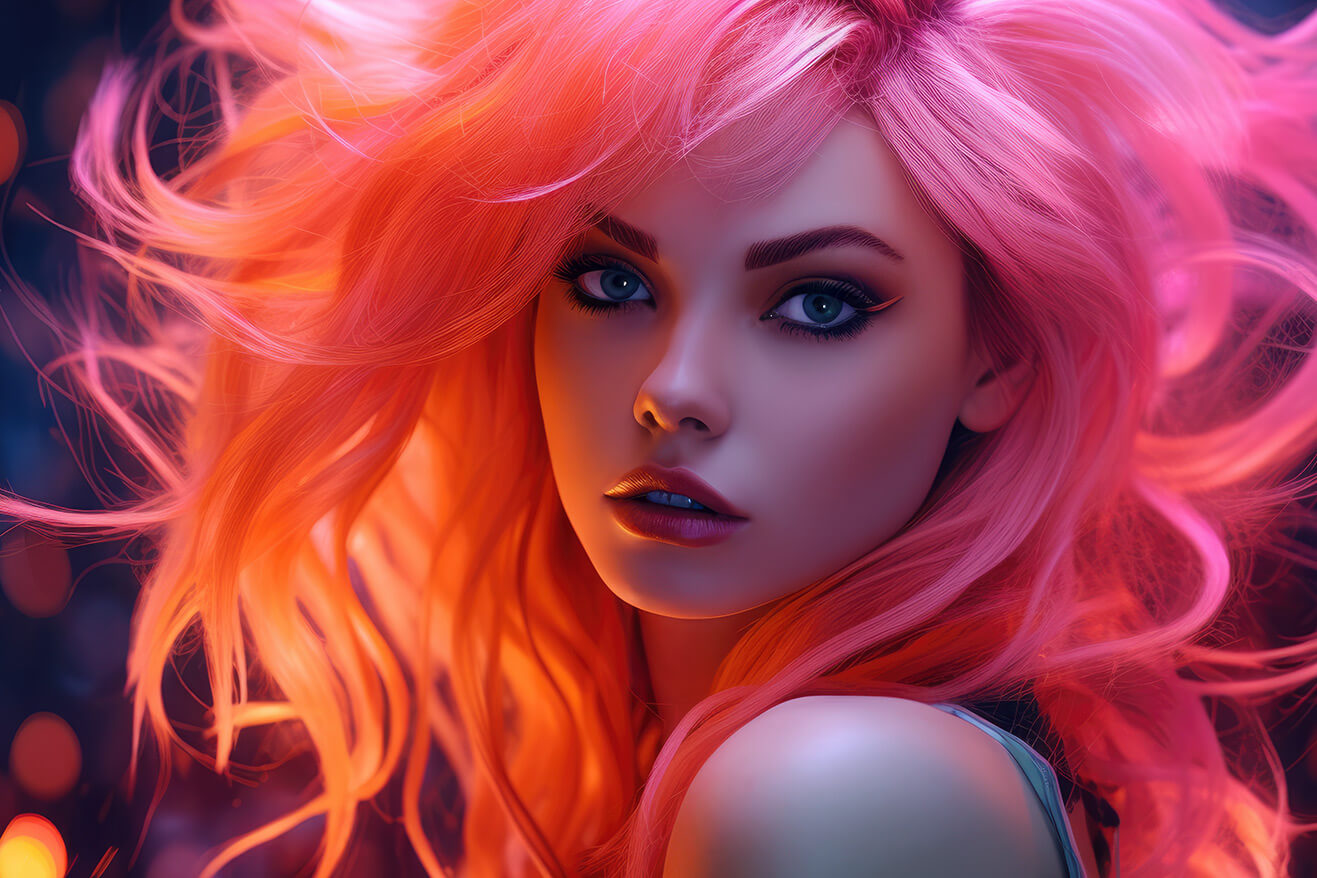 Pink hair girl portrait