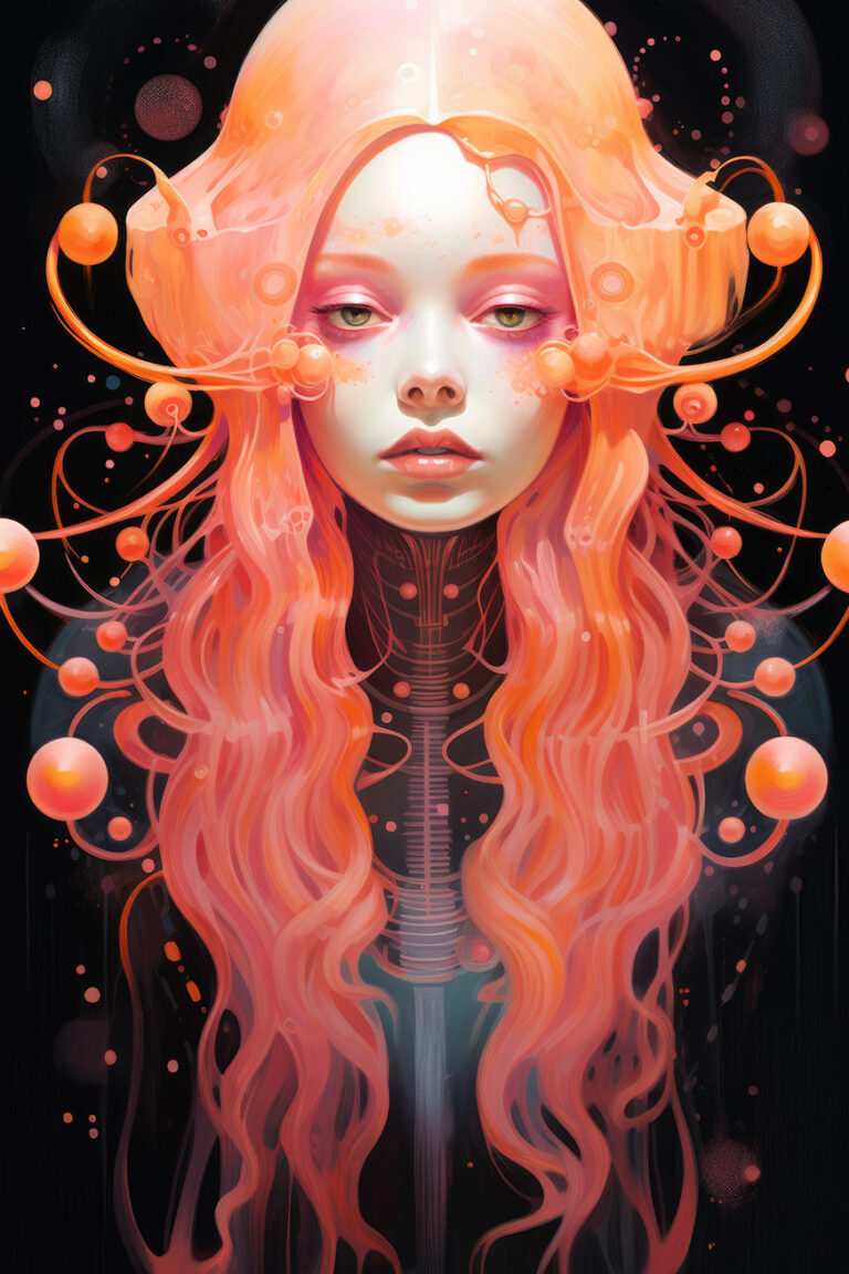 Long orange hair girl illustration