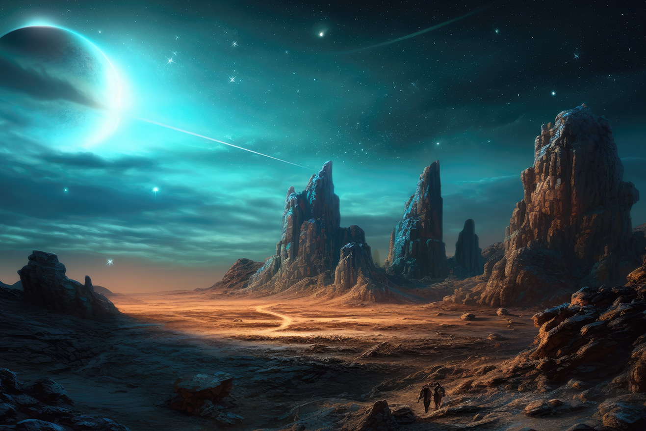 Night planet landscape