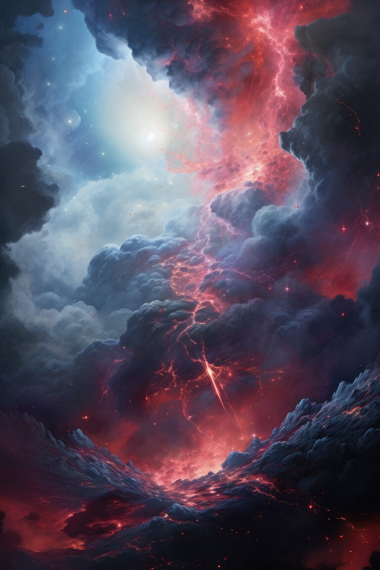 Dark space clouds in red fire