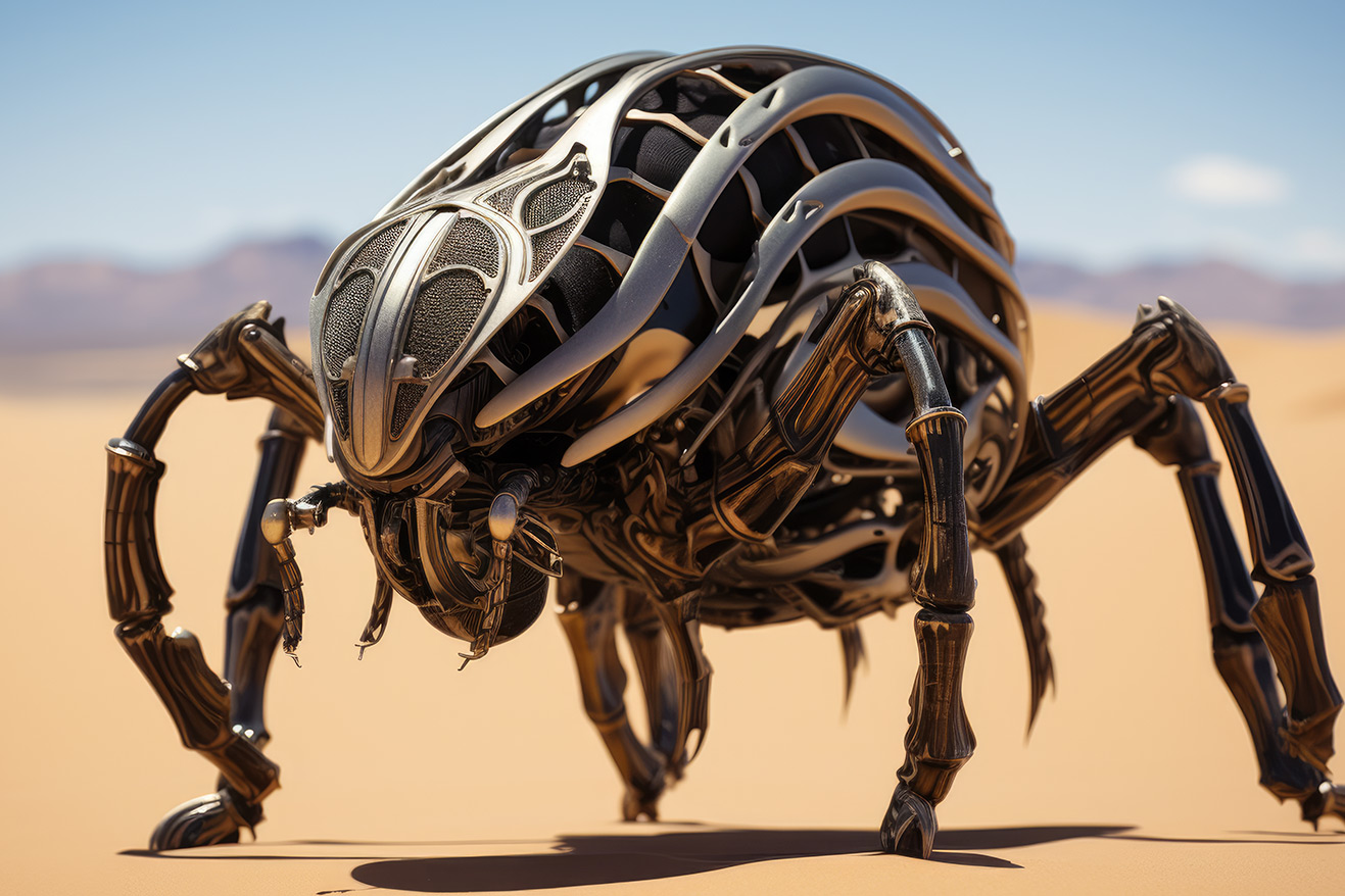 Metallic bug in desert