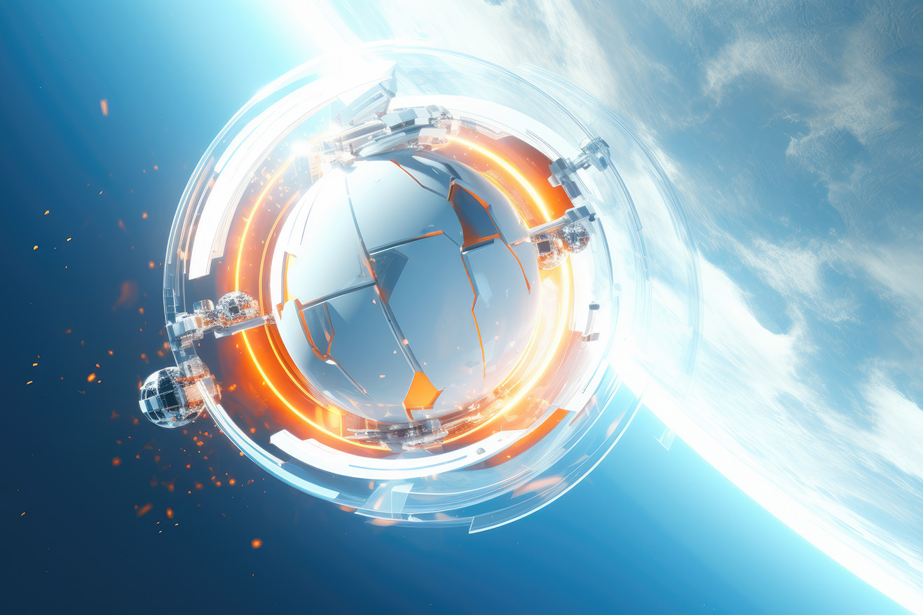 Light blue transparent object on earth orbit