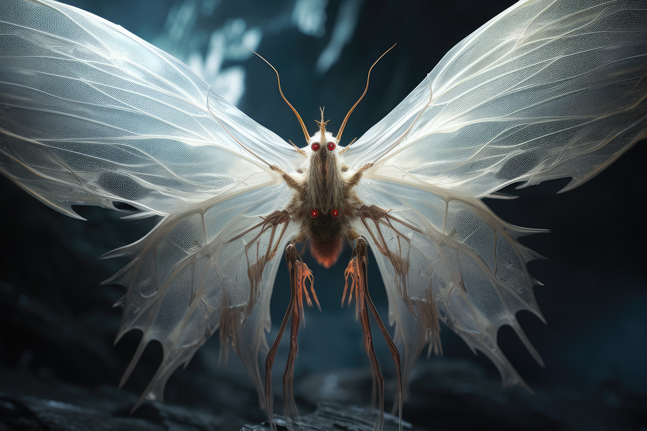 White alien butterfly creature